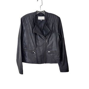 Moto Jacket Black Faux Leather Jaclyn Smith Collection